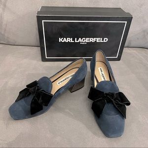 Karl Lagerfeld Hattie Suede Bow Pumps Blue 7.5